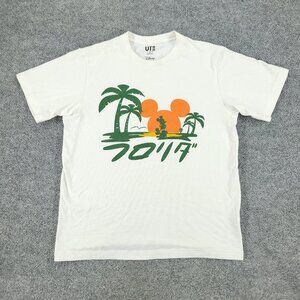 Uniqlo X Disney Shirt Men's Medium White Mickey Mouse Graphic Short Sleeve Adult